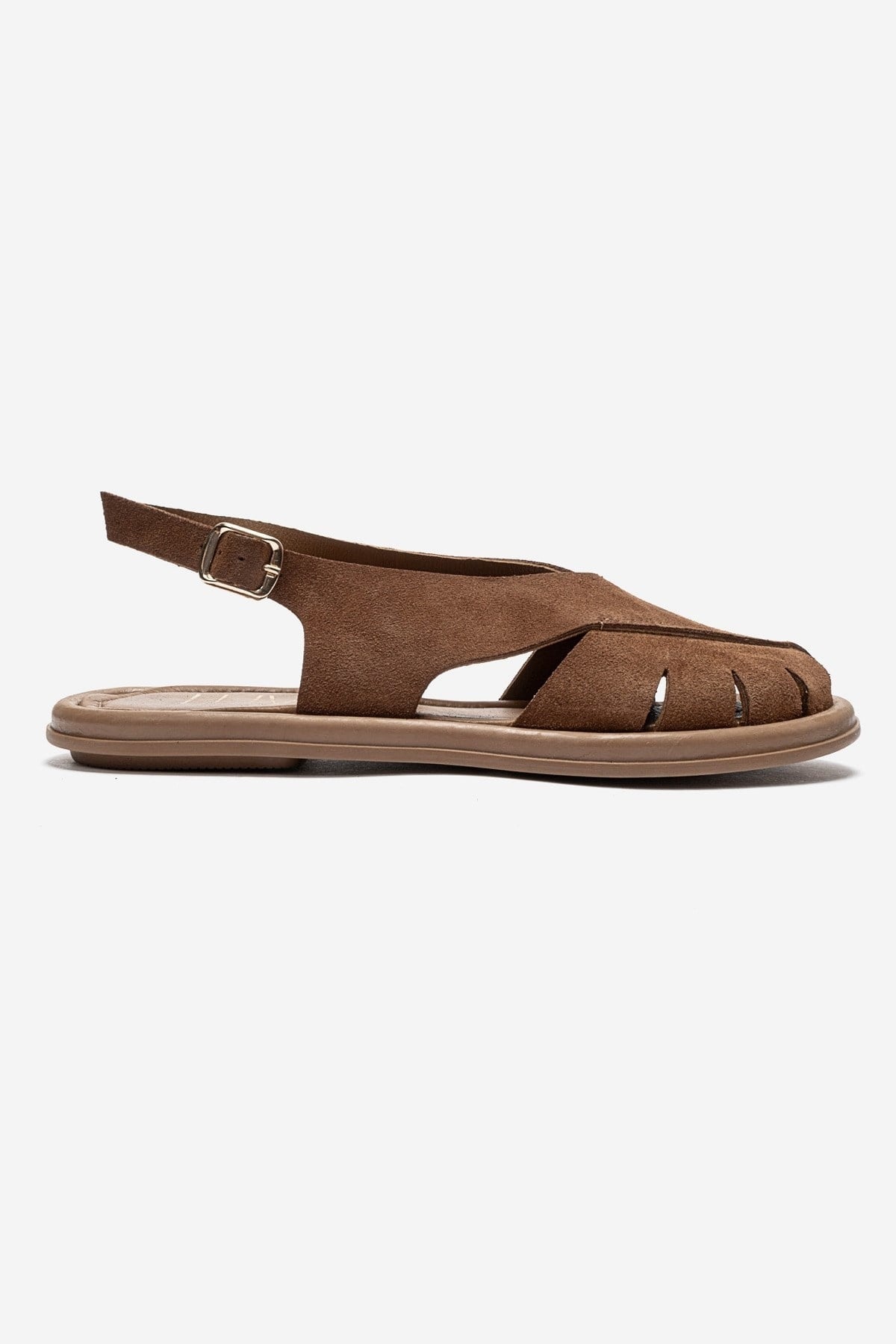 BELAS - Cognac Genuine Suede Leather Sandal (Women)