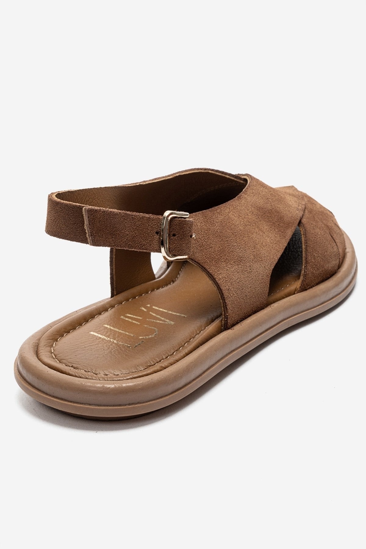 BELAS - Cognac Genuine Suede Leather Sandal (Women)