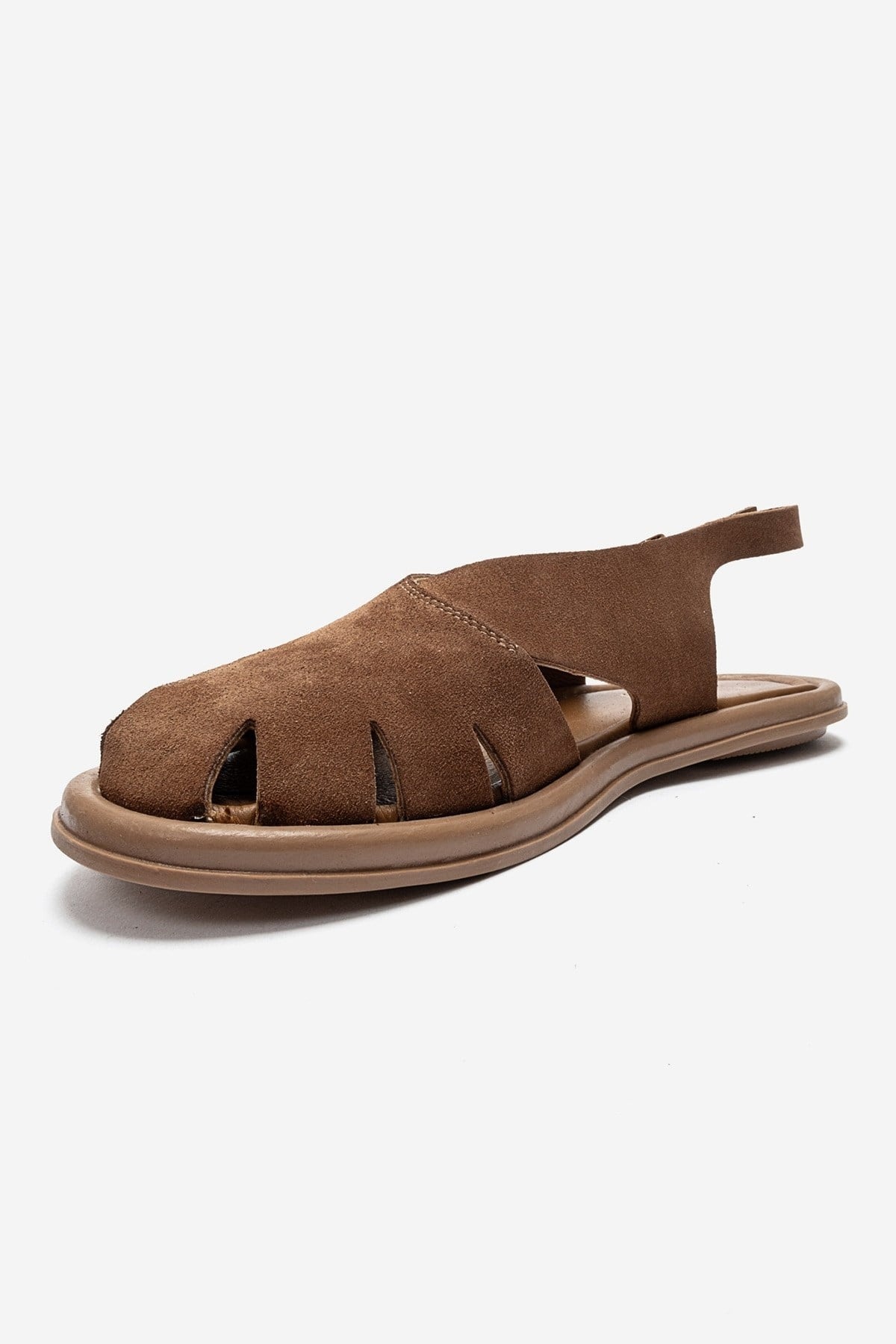 BELAS - Cognac Genuine Suede Leather Sandal (Women)