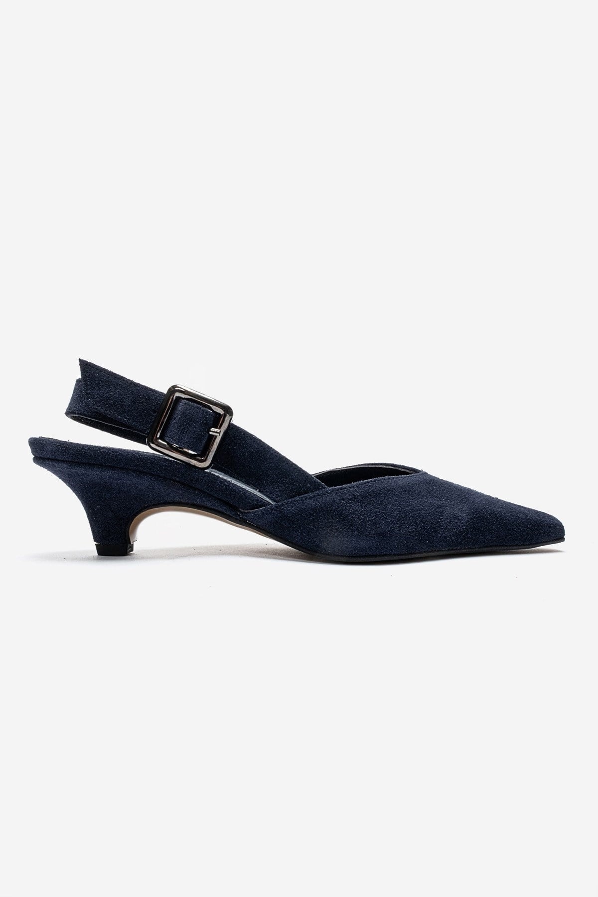 DIORIS - Navy Suede Genuine Leather Kitten Heel Slingback Pump (Women)