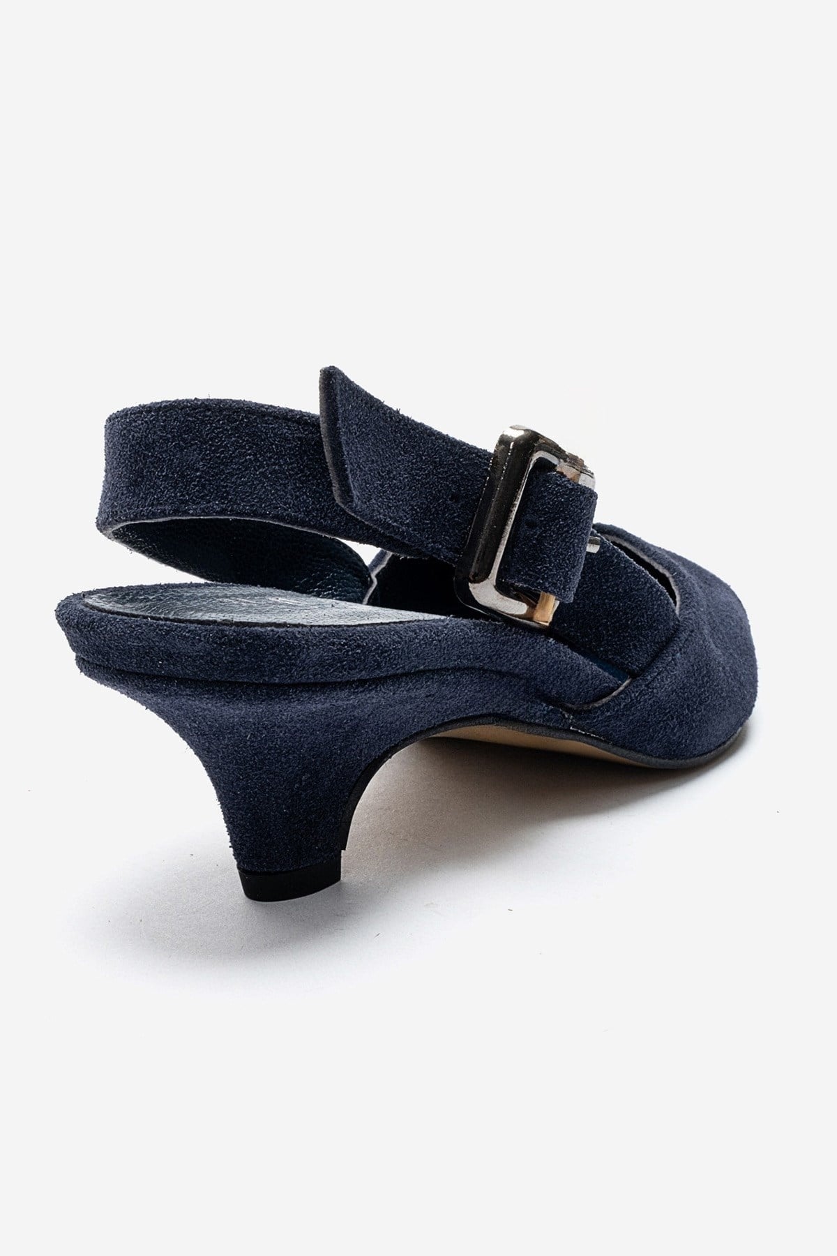 DIORIS - Navy Suede Genuine Leather Kitten Heel Slingback Pump (Women)