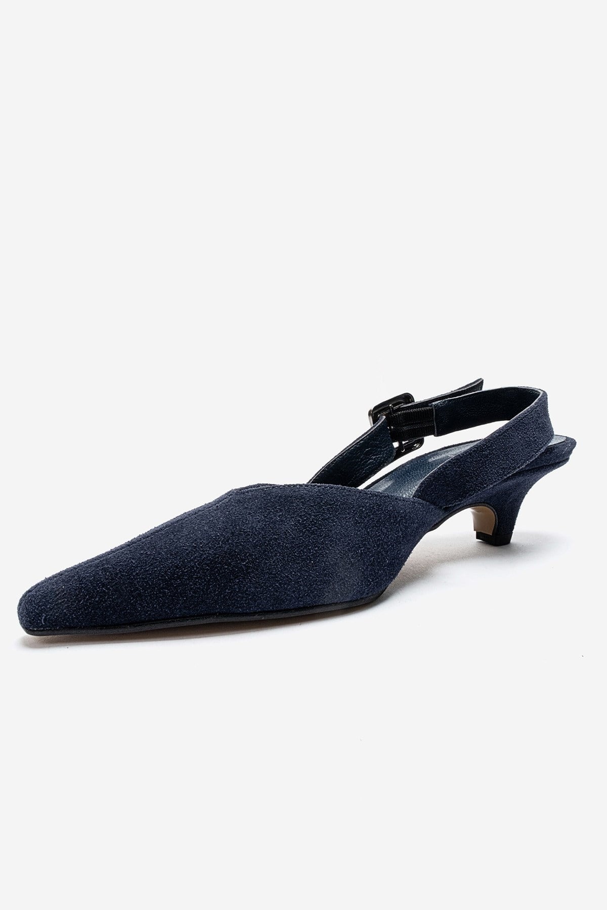 DIORIS - Navy Suede Genuine Leather Kitten Heel Slingback Pump (Women)