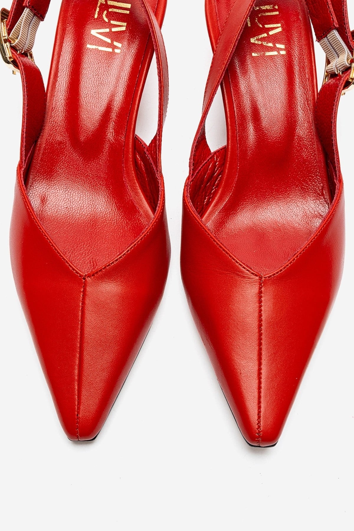 DIORIS - Red Genuine Leather Kitten Heel Pump (Women)