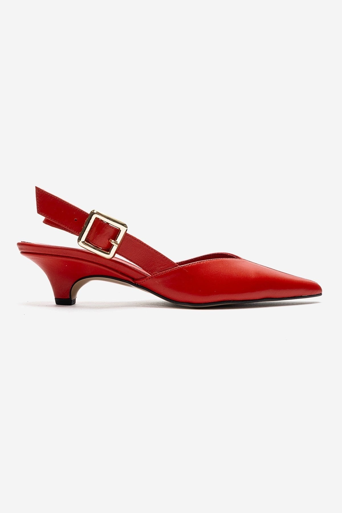 DIORIS - Red Genuine Leather Kitten Heel Pump (Women)