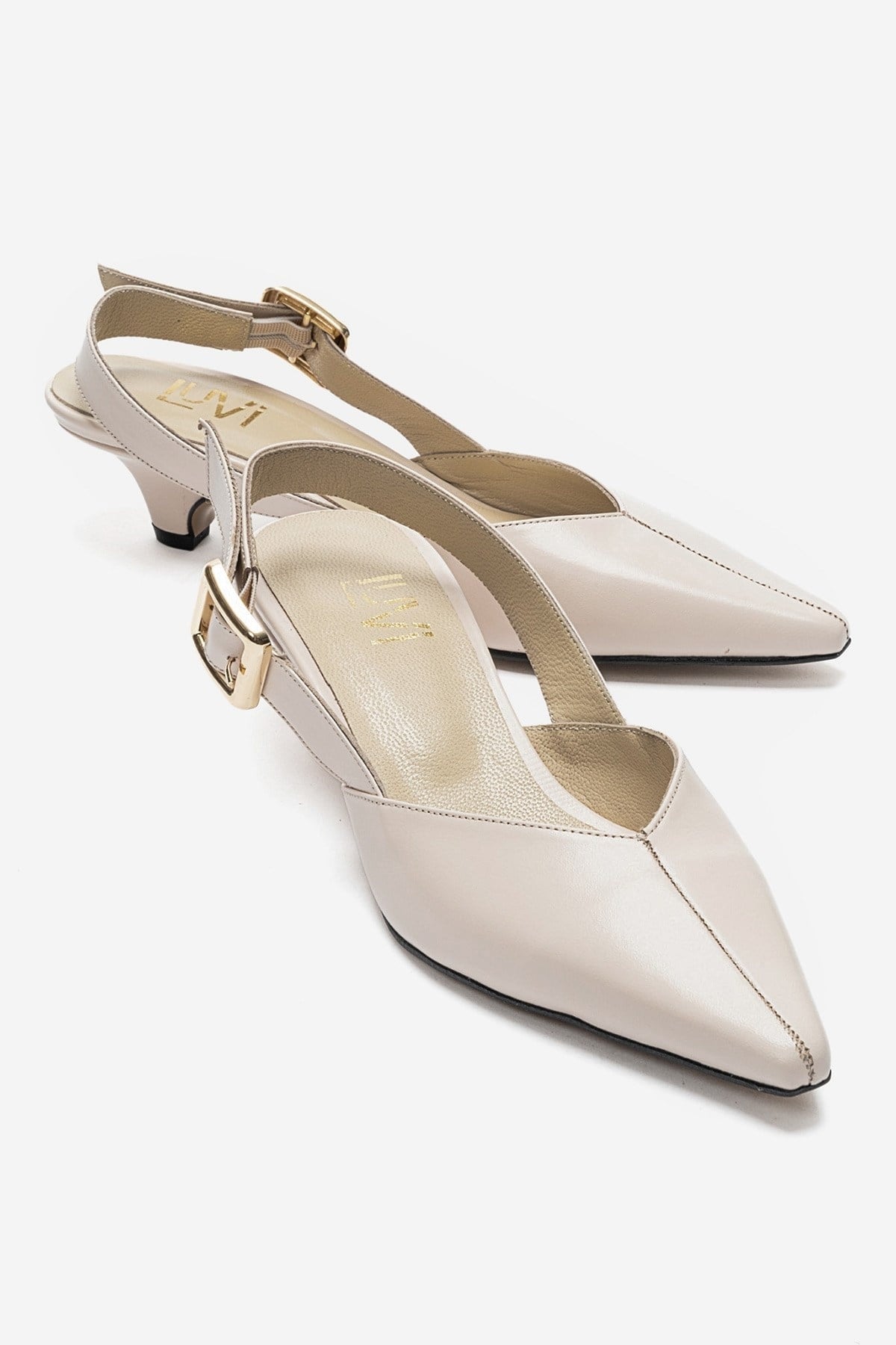 DIORIS - Cream Genuine Leather Kitten Heel Pump (Women)