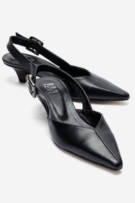 DIORIS - Black Genuine Leather Kitten Heel Pump (Women)