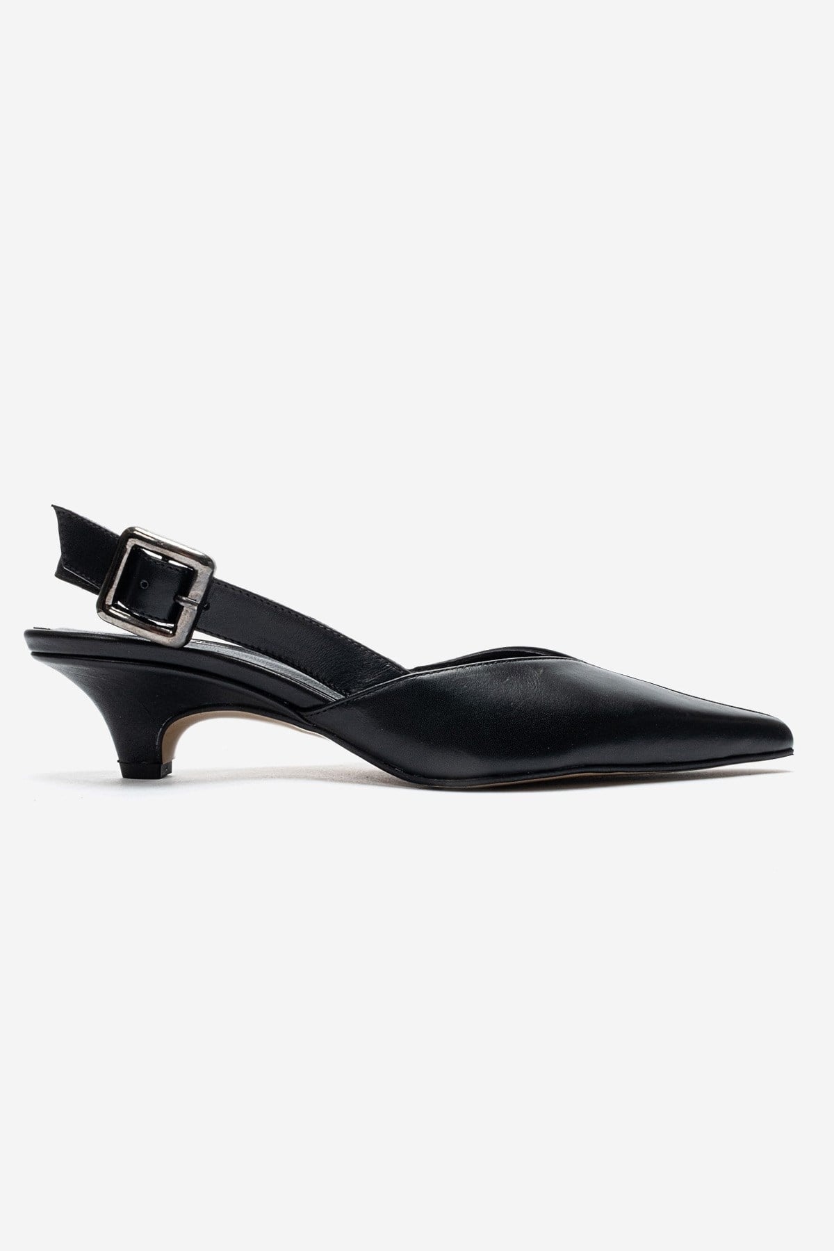 DIORIS - Black Genuine Leather Kitten Heel Pump (Women)