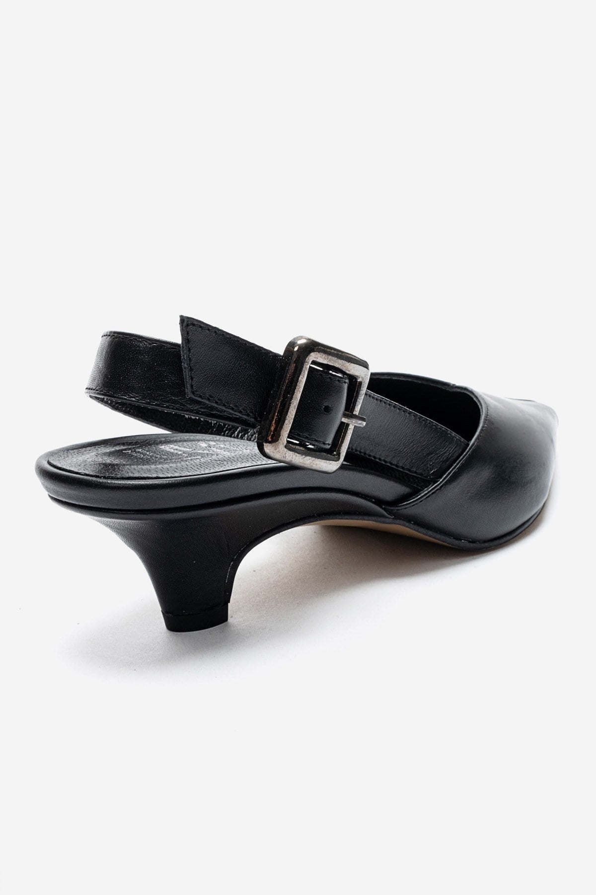 DIORIS - Black Genuine Leather Kitten Heel Pump (Women)