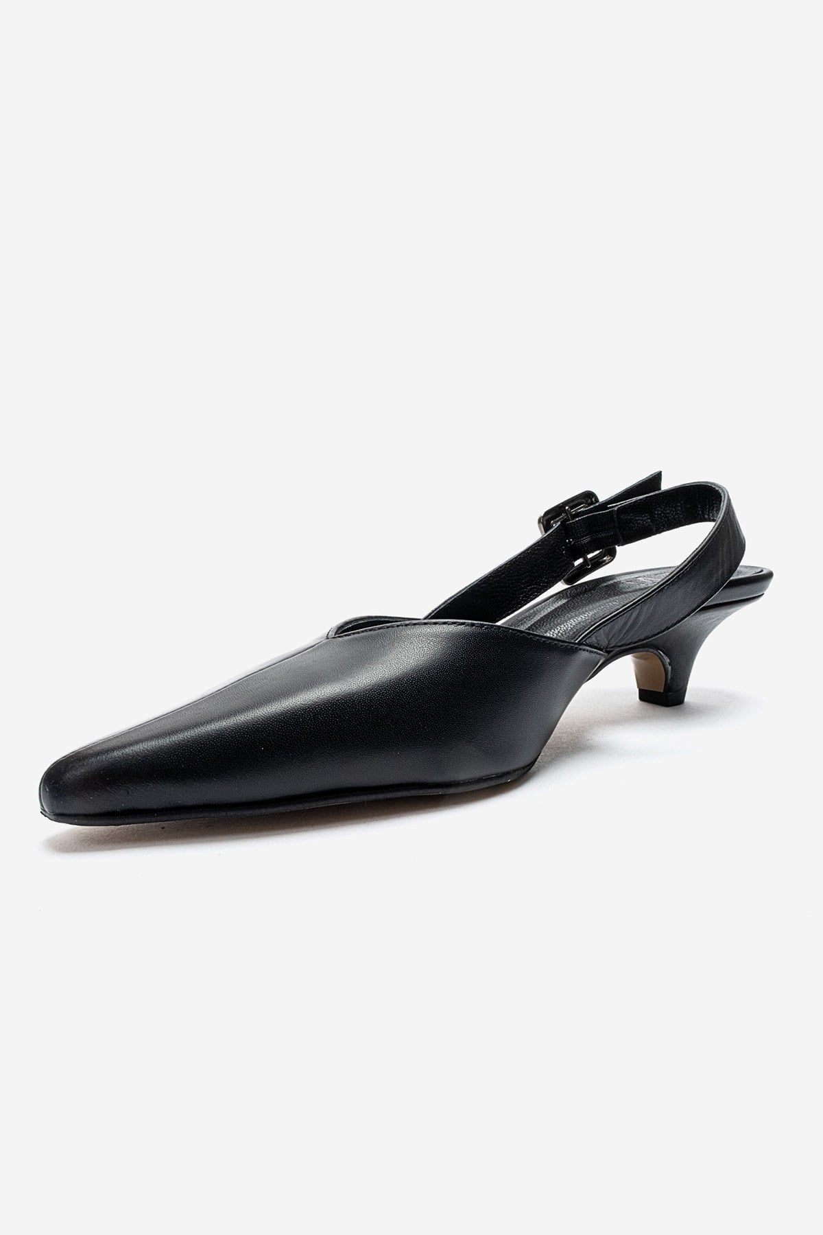 DIORIS - Black Genuine Leather Kitten Heel Pump (Women)