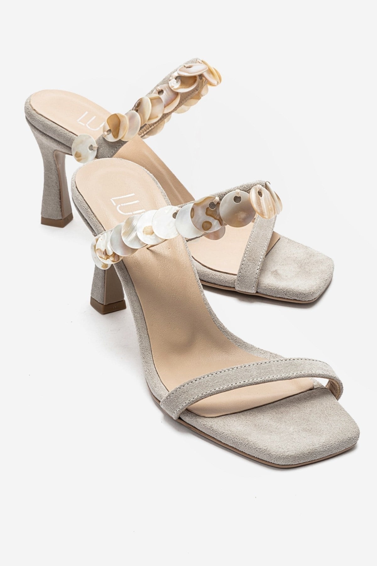 ARUND - Beige Genuine Leather Slim-Heeled Mule (Women)