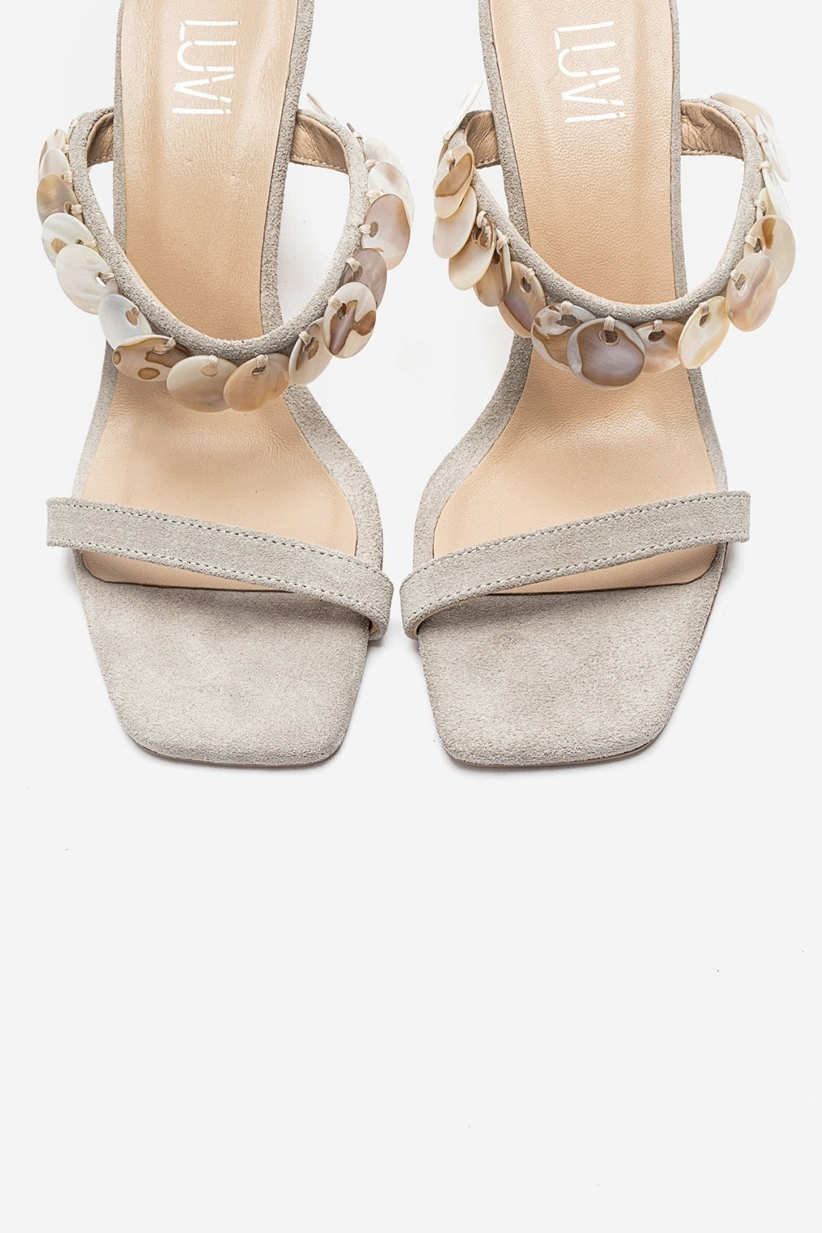 ARUND - Beige Genuine Leather Slim-Heeled Mule (Women)