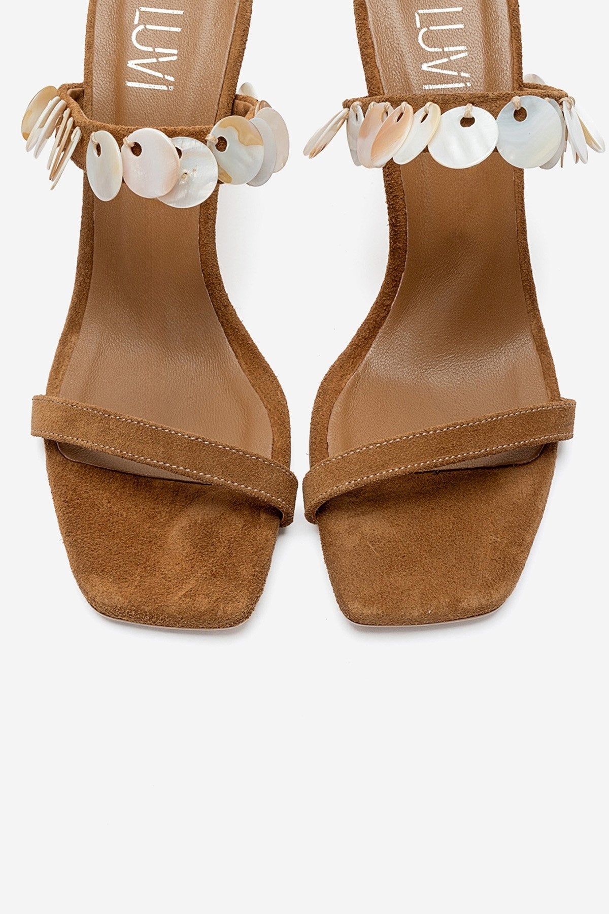 Arund - Camel Genuine Suede Leather Thin-Heel Sandal (Women)