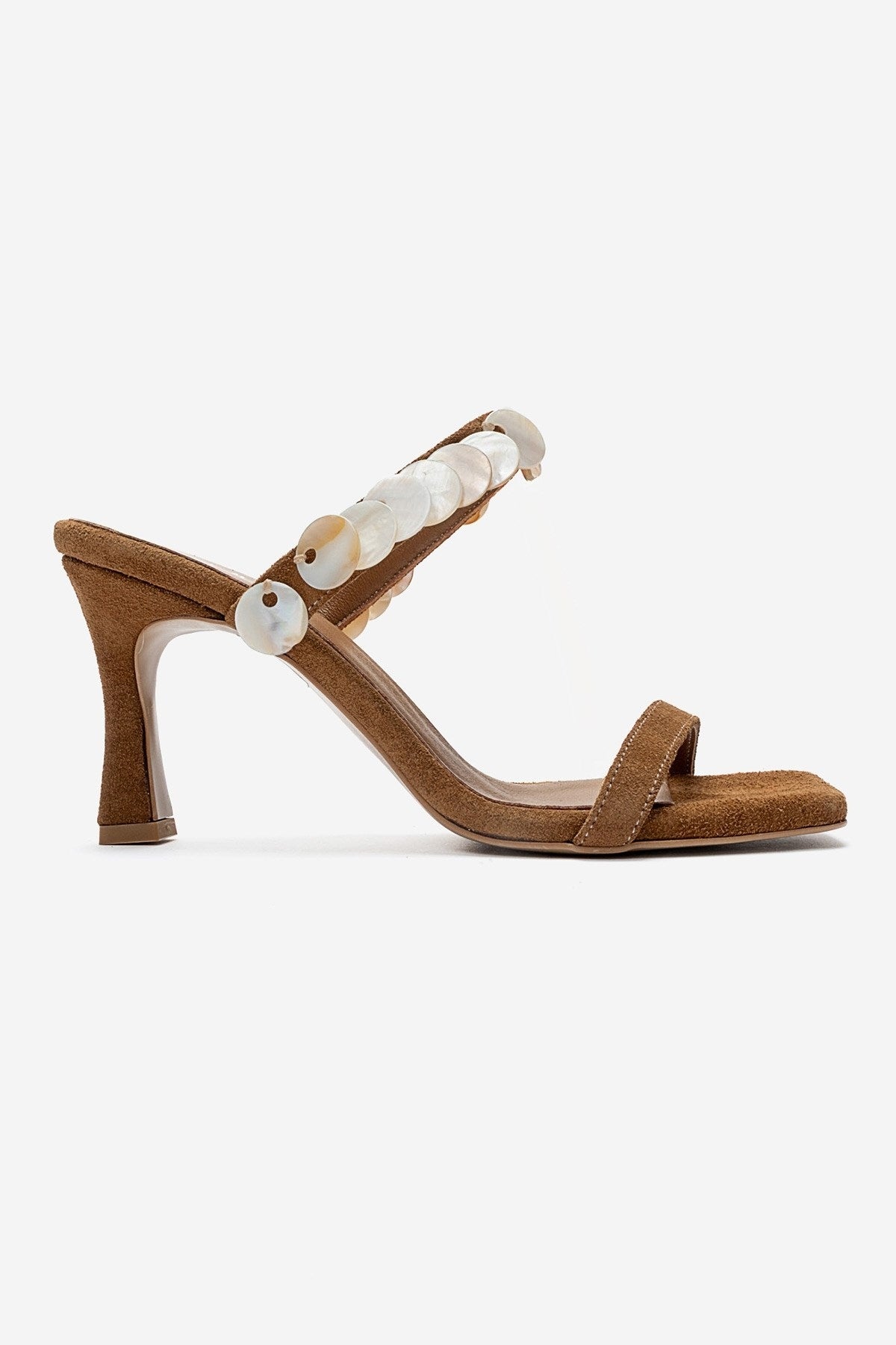 Arund - Camel Genuine Suede Leather Thin-Heel Sandal (Women)