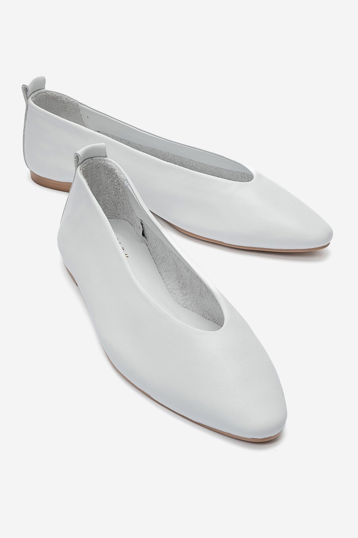 JENAS - White Genuine Leather Ballet Flat (Women)
