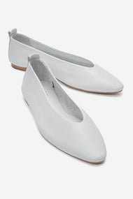 JENAS - White Genuine Leather Ballet Flat (Women)