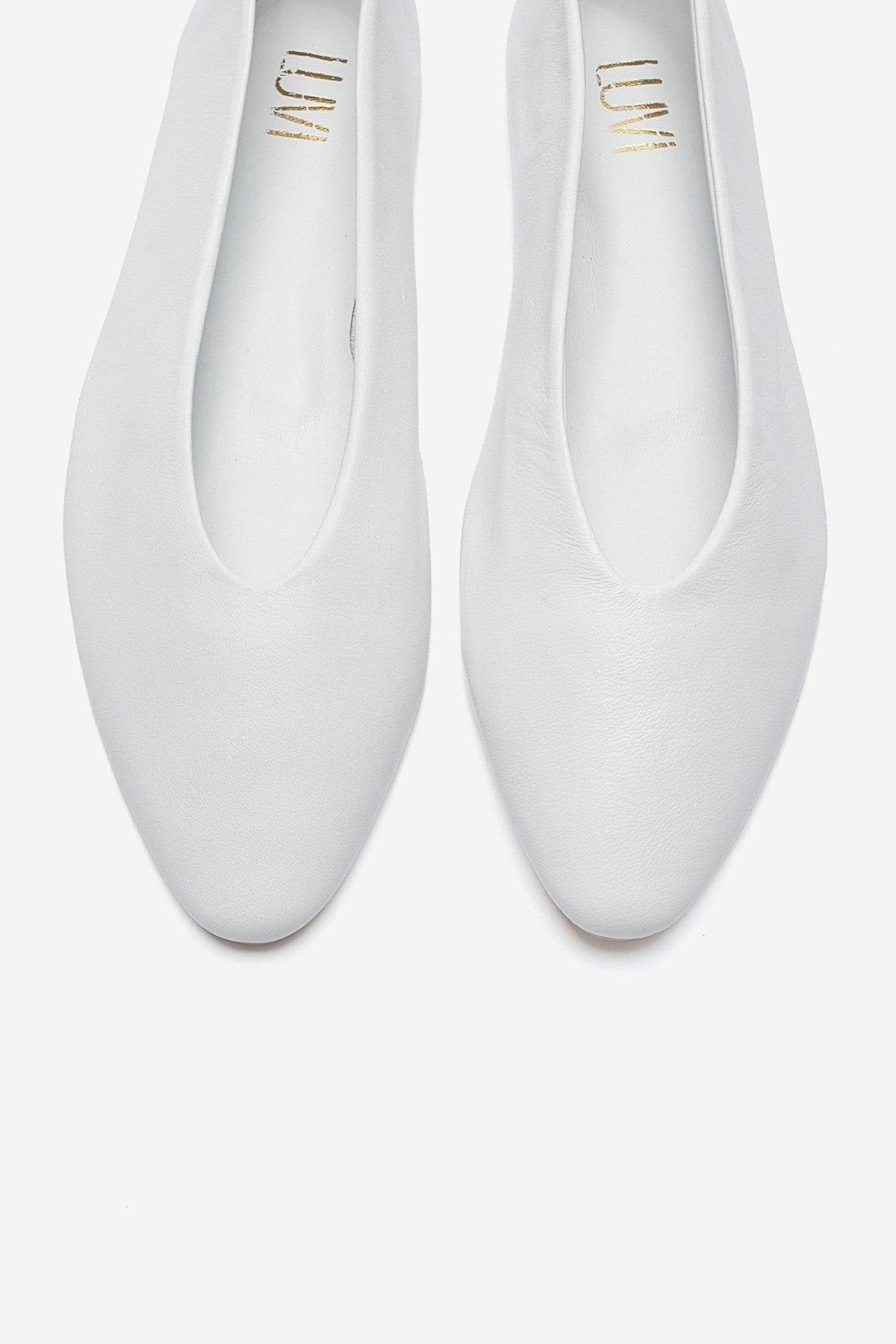 JENAS - White Genuine Leather Ballet Flat (Women)