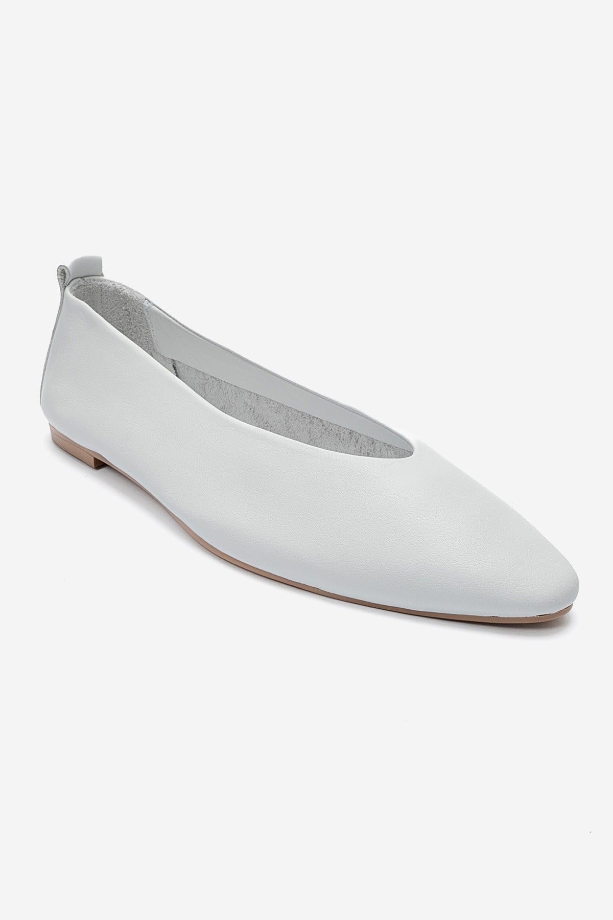 JENAS - White Genuine Leather Ballet Flat (Women)