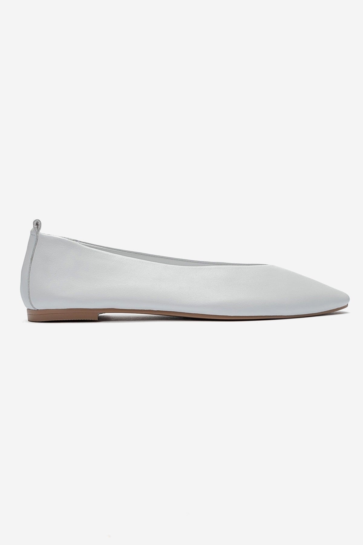 JENAS - White Genuine Leather Ballet Flat (Women)