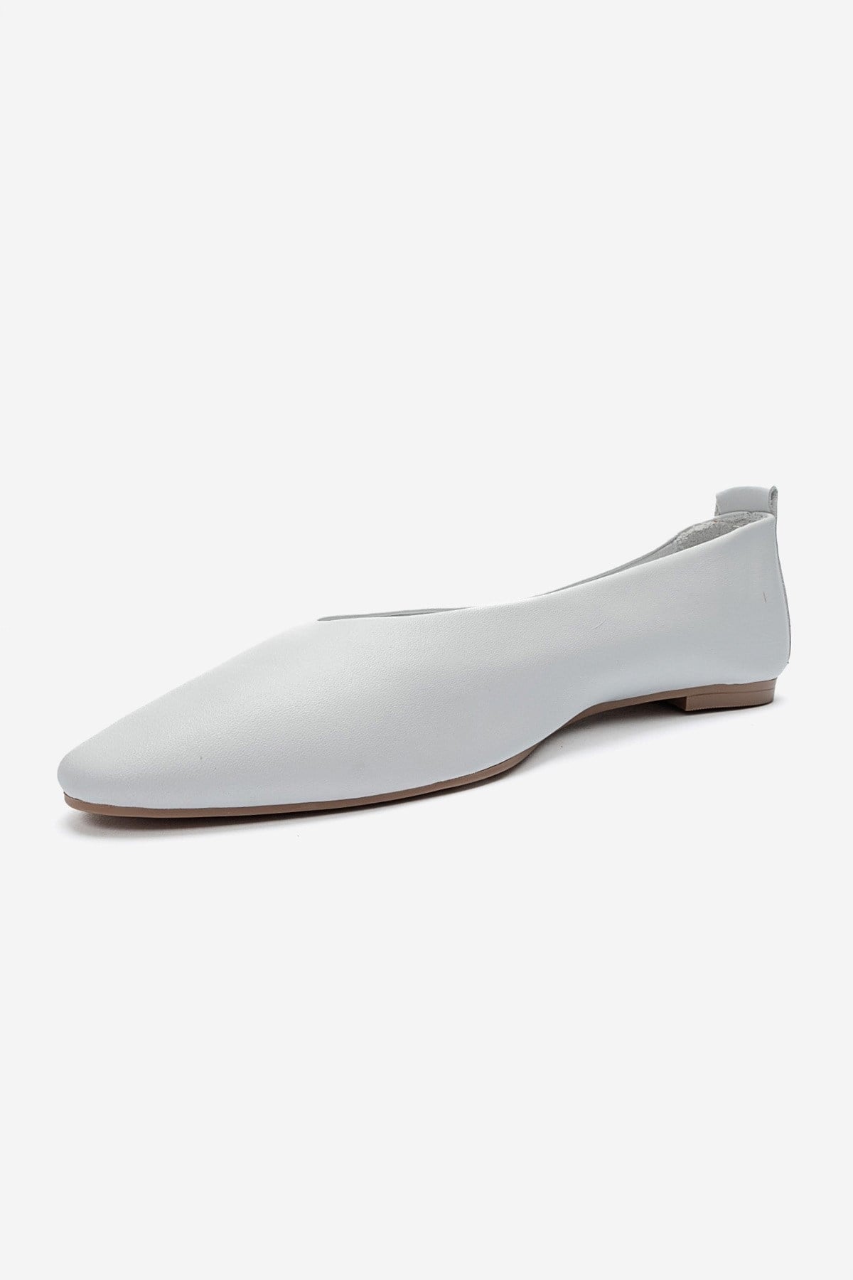 JENAS - White Genuine Leather Ballet Flat (Women)