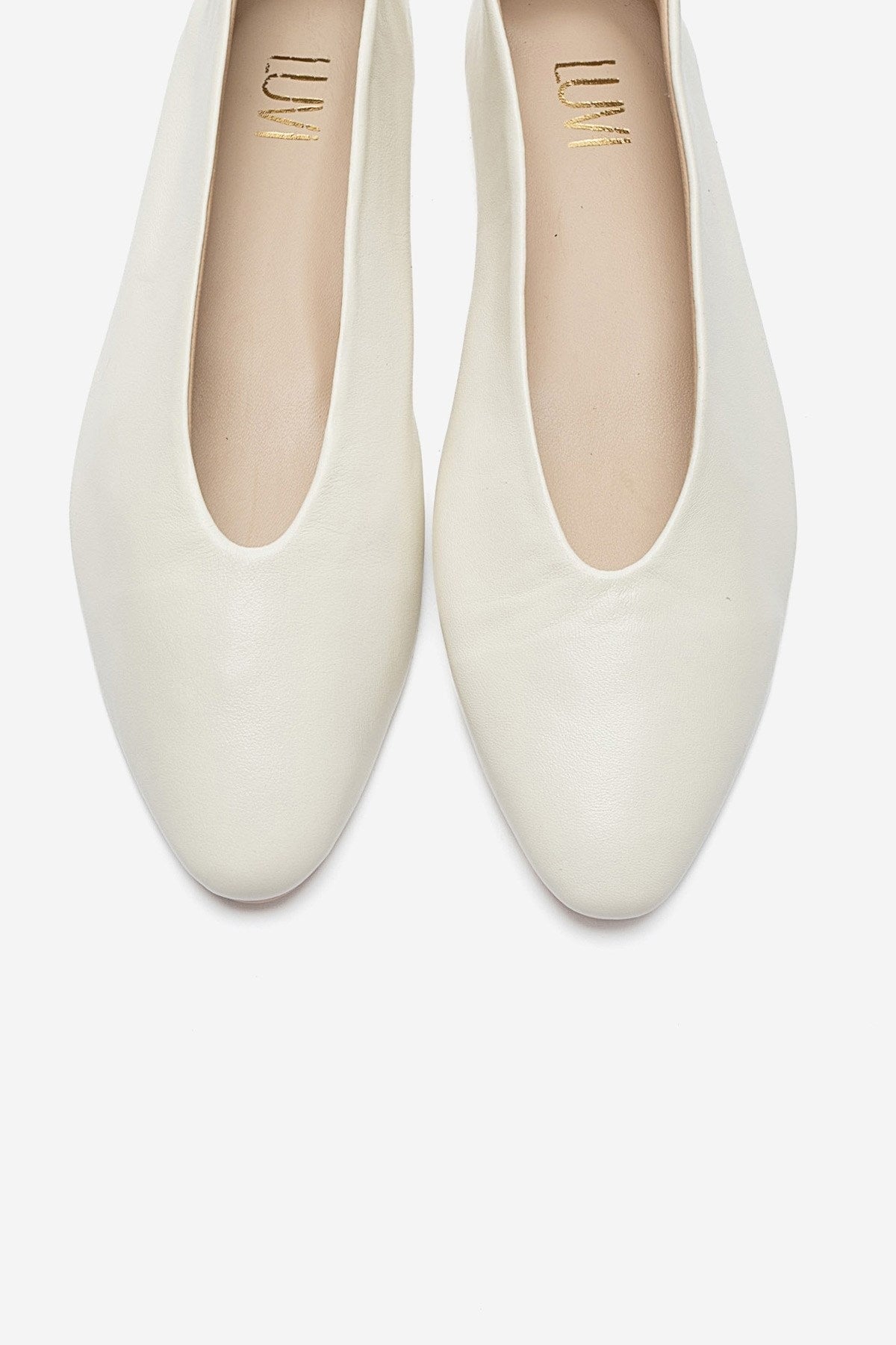 JENAS - Off-White Genuine Leather Ballet Flat (Women)