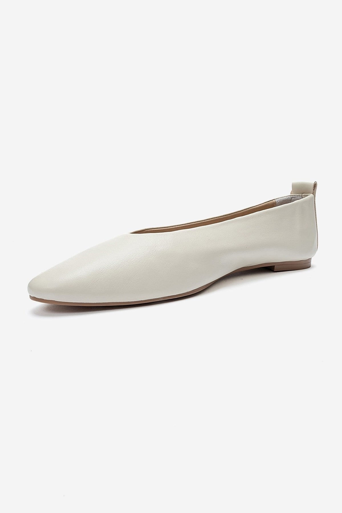 JENAS - Off-White Genuine Leather Ballet Flat (Women)