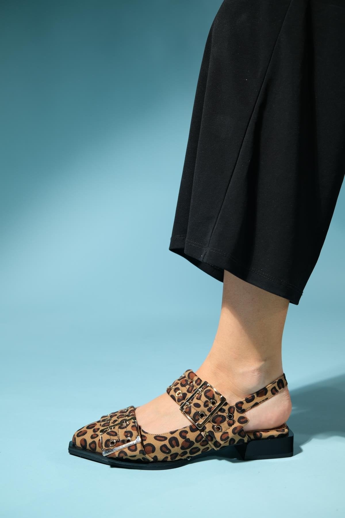 Paloma - Black Yellow Patterned Gold Buckle Sandal (Women)