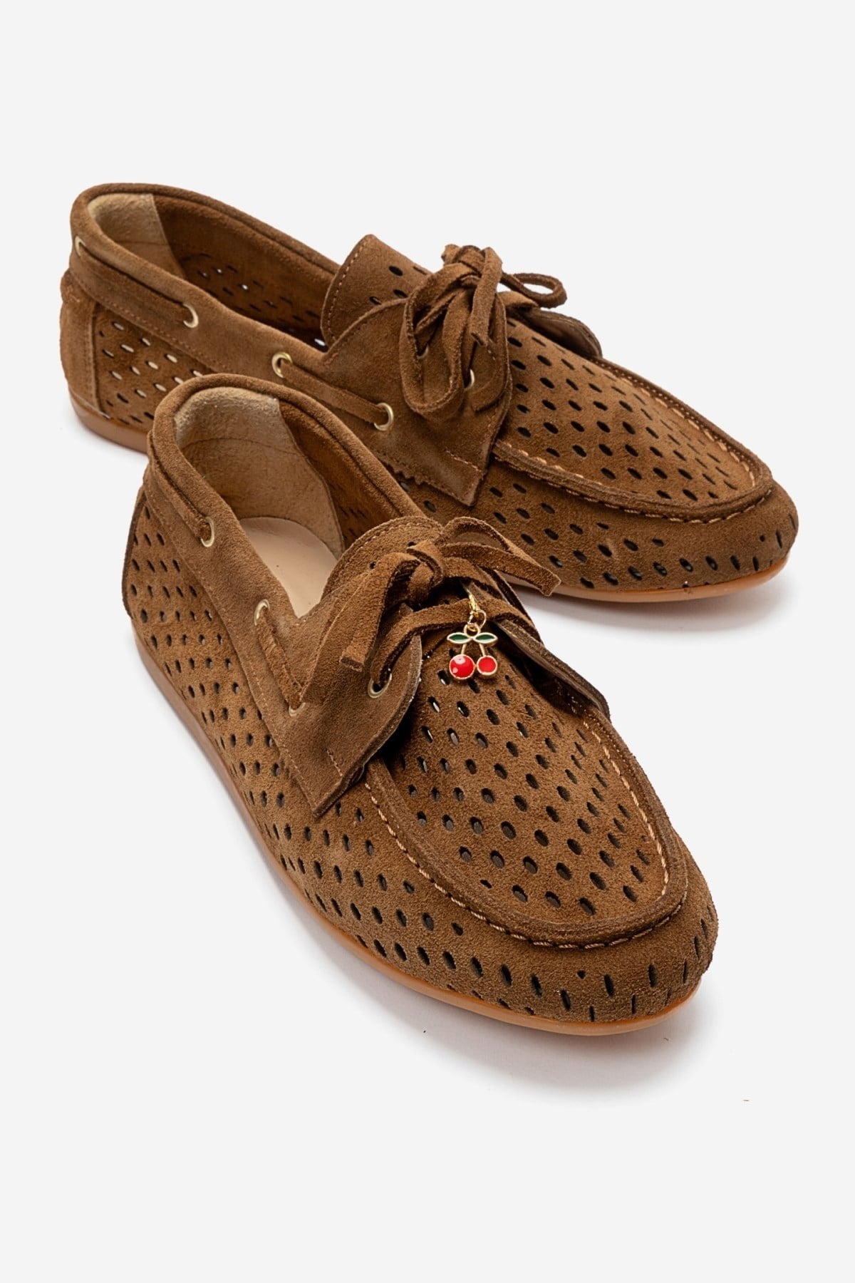STEVO - Cognac Suede Genuine Leather Lace-Up Loafer (Women)