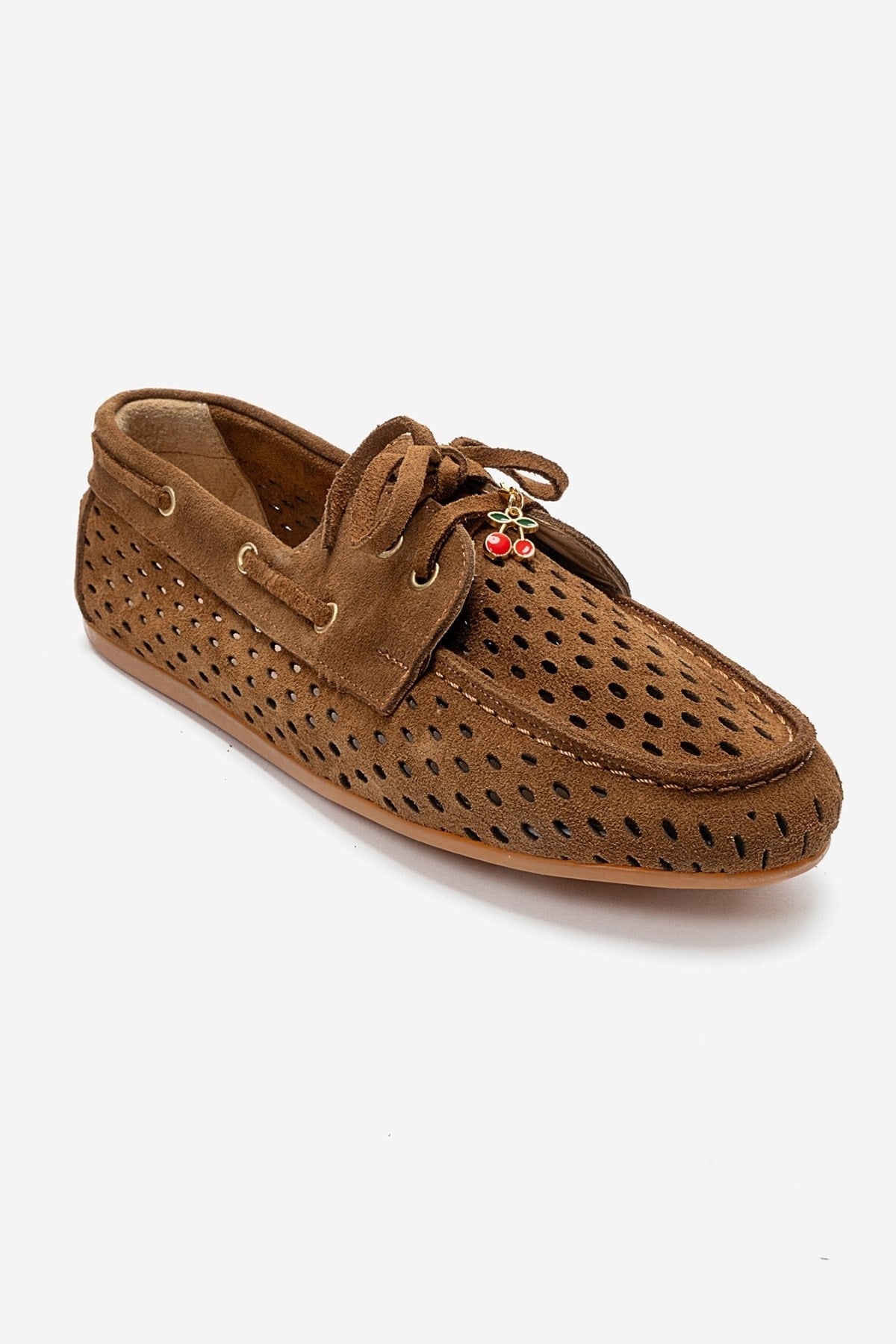STEVO - Cognac Suede Genuine Leather Lace-Up Loafer (Women)