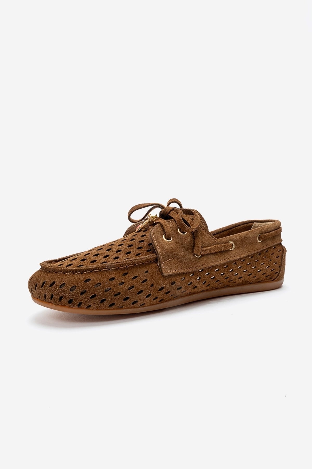 STEVO - Cognac Suede Genuine Leather Lace-Up Loafer (Women)