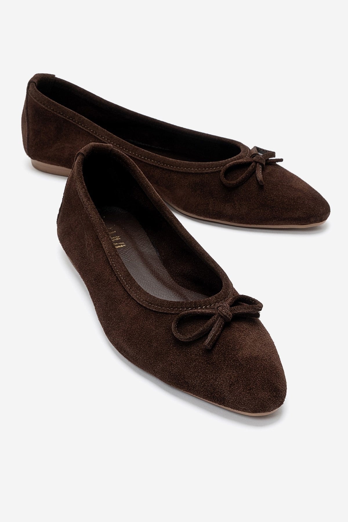 UMIEL - Brown Genuine Leather Bow Ballet Flat (Women)