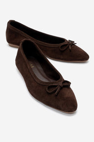 UMIEL - Brown Genuine Leather Bow Ballet Flat (Women)