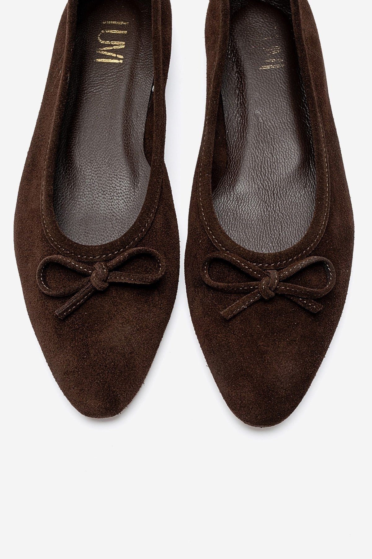UMIEL - Brown Genuine Leather Bow Ballet Flat (Women)