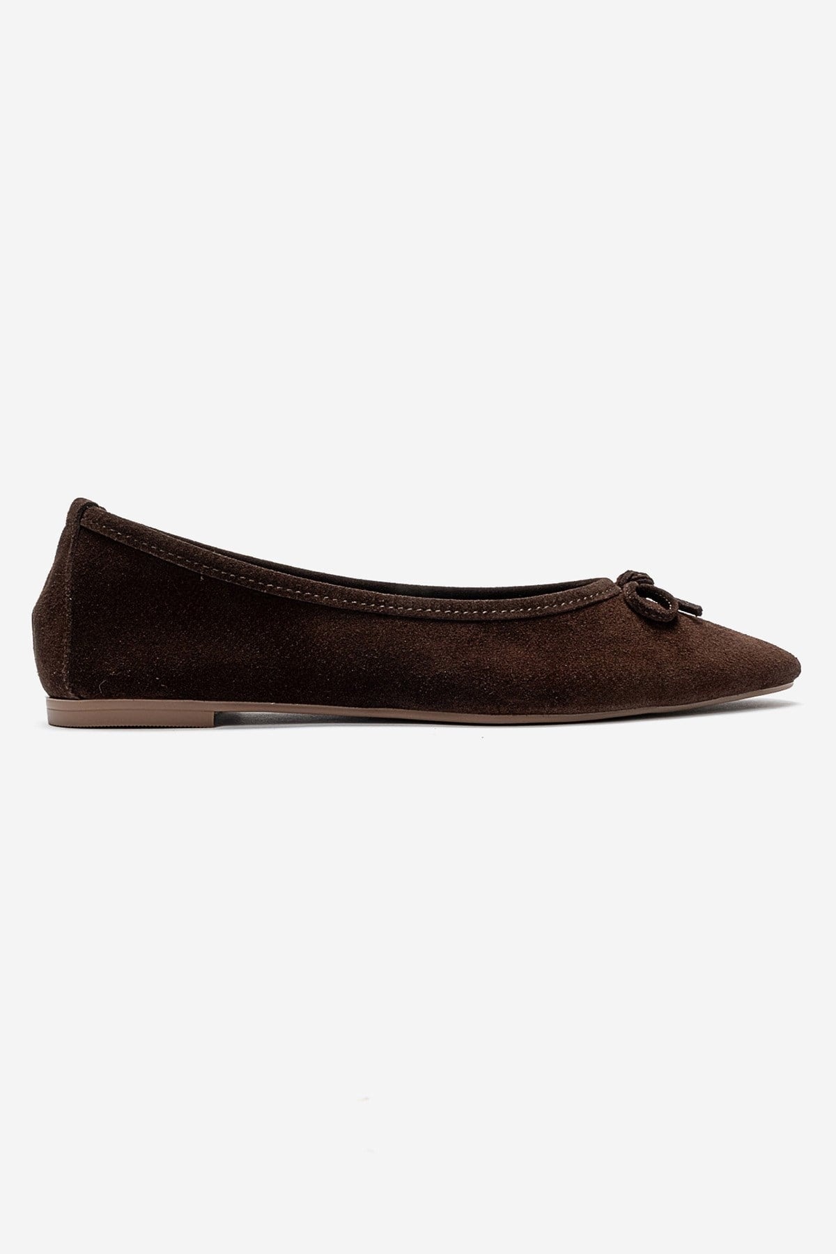 UMIEL - Brown Genuine Leather Bow Ballet Flat (Women)