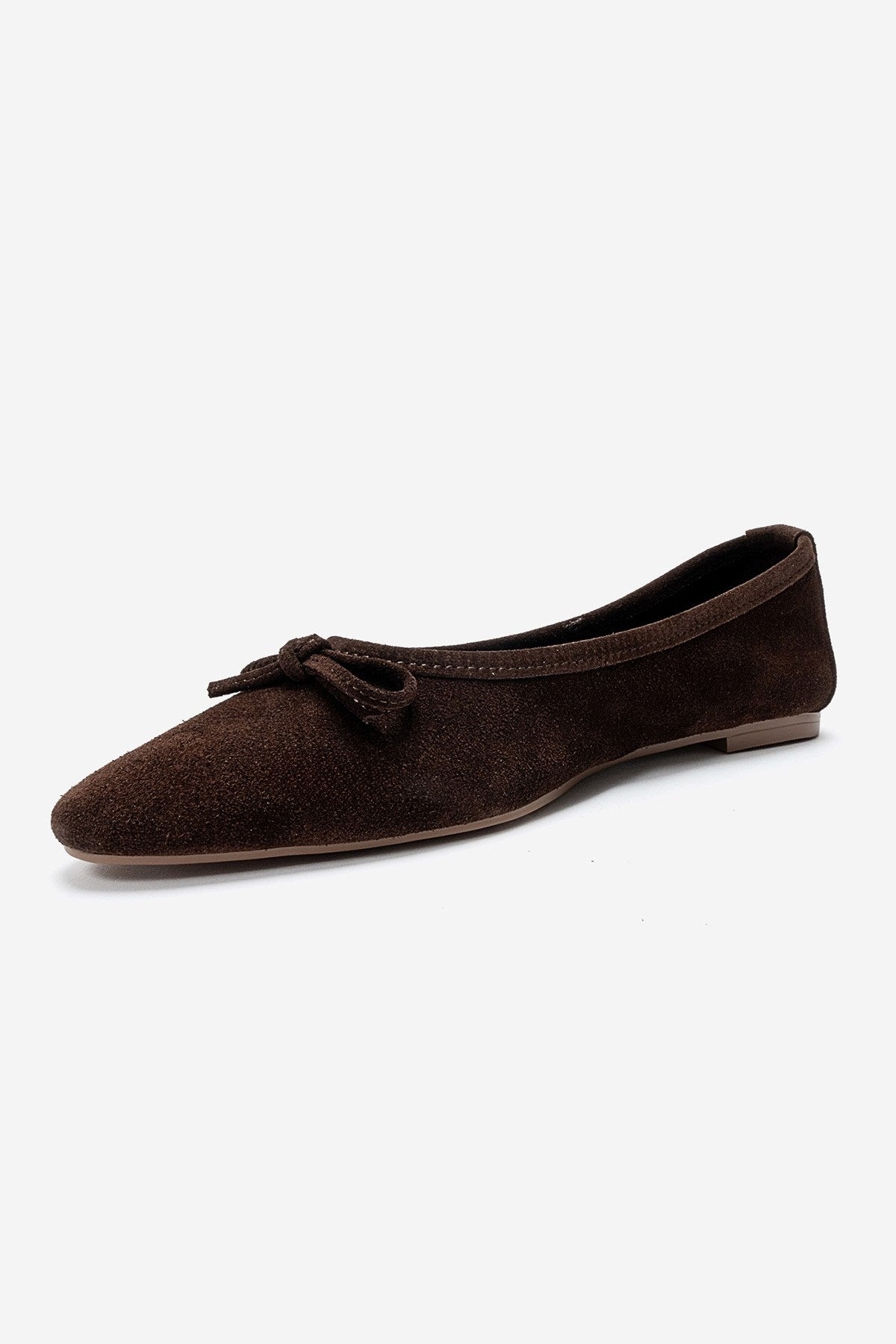 UMIEL - Brown Genuine Leather Bow Ballet Flat (Women)