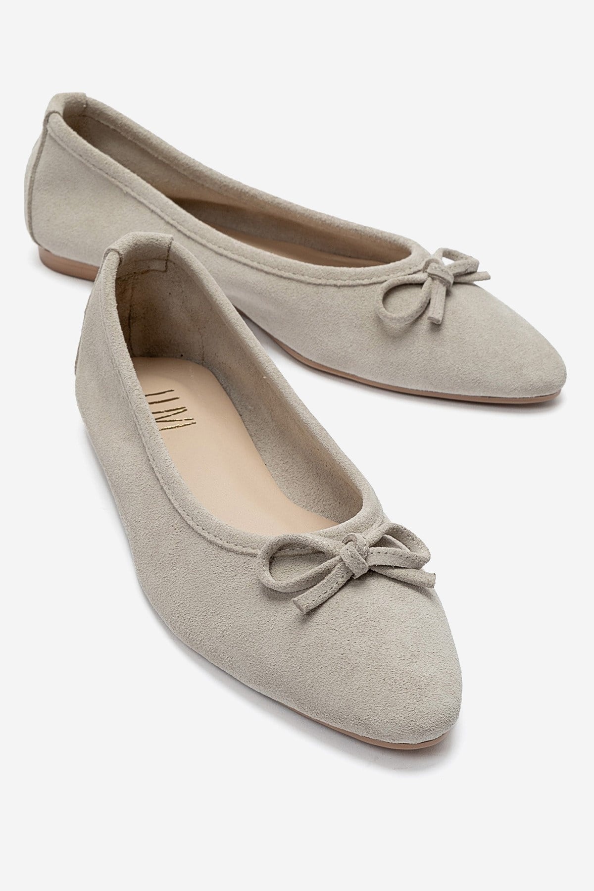 UMIEL - Beige Genuine Leather Bow Ballet Flat (Women)