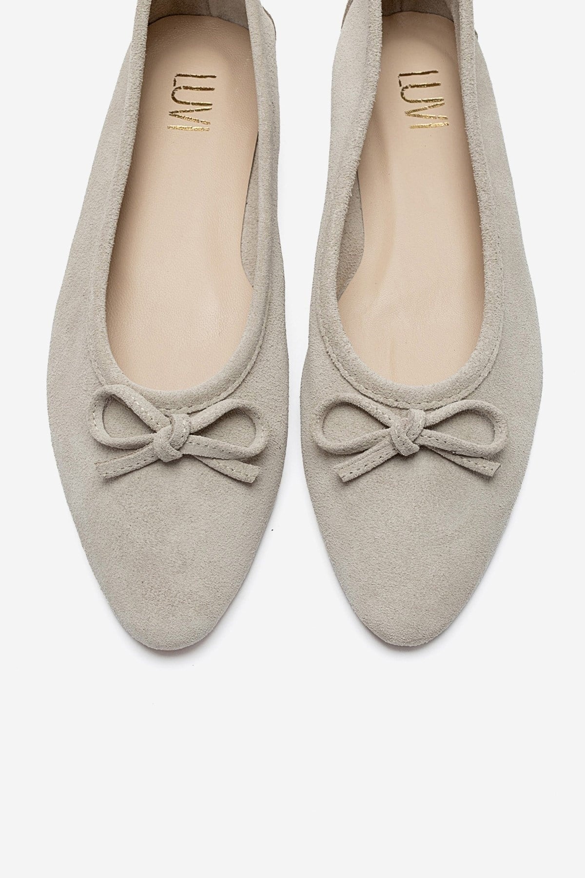 UMIEL - Beige Genuine Leather Bow Ballet Flat (Women)