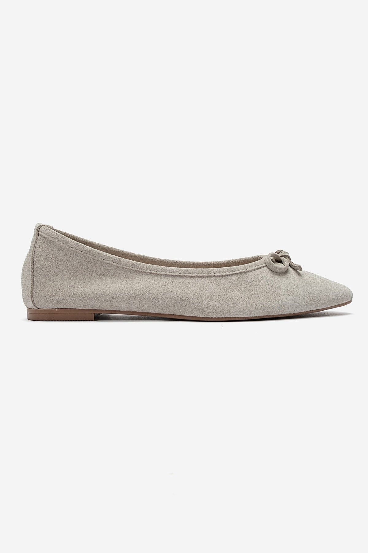 UMIEL - Beige Genuine Leather Bow Ballet Flat (Women)
