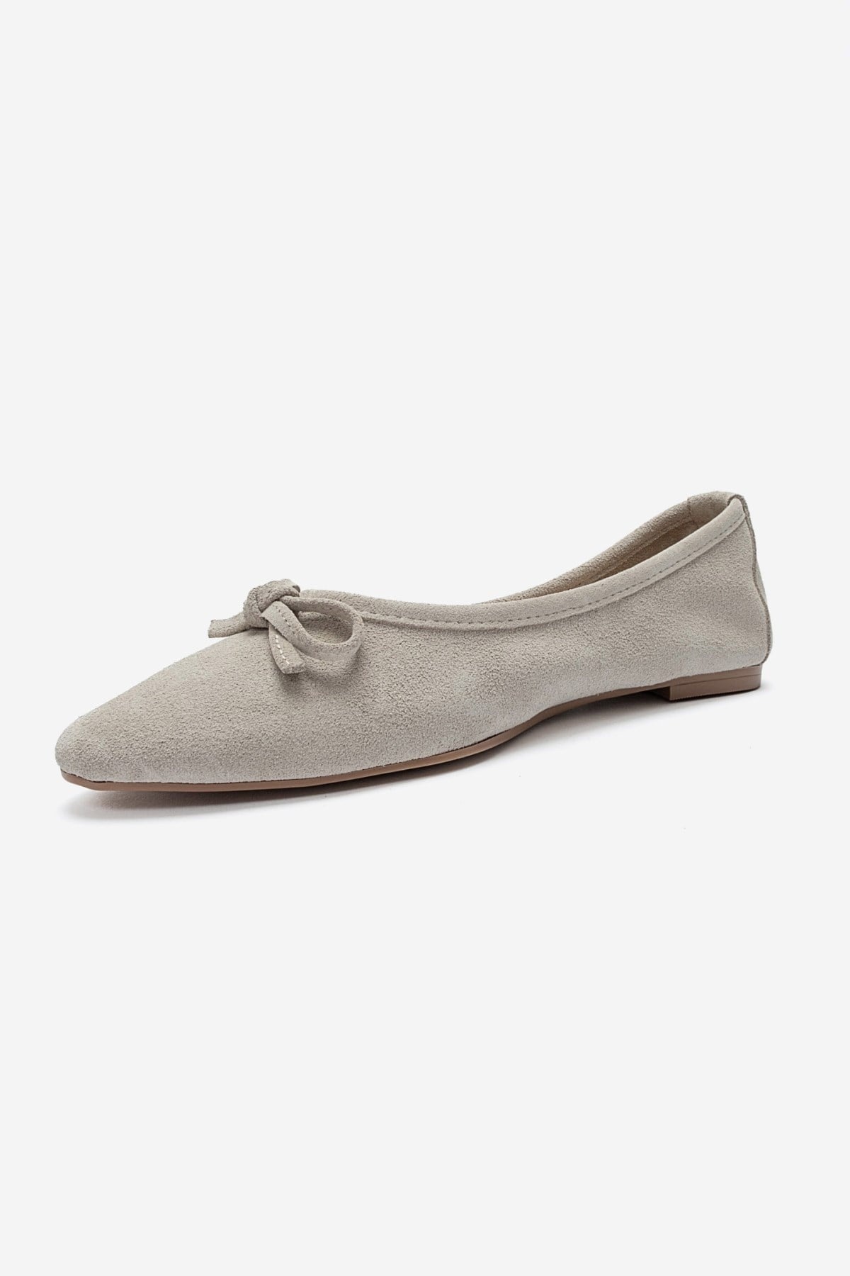 UMIEL - Beige Genuine Leather Bow Ballet Flat (Women)