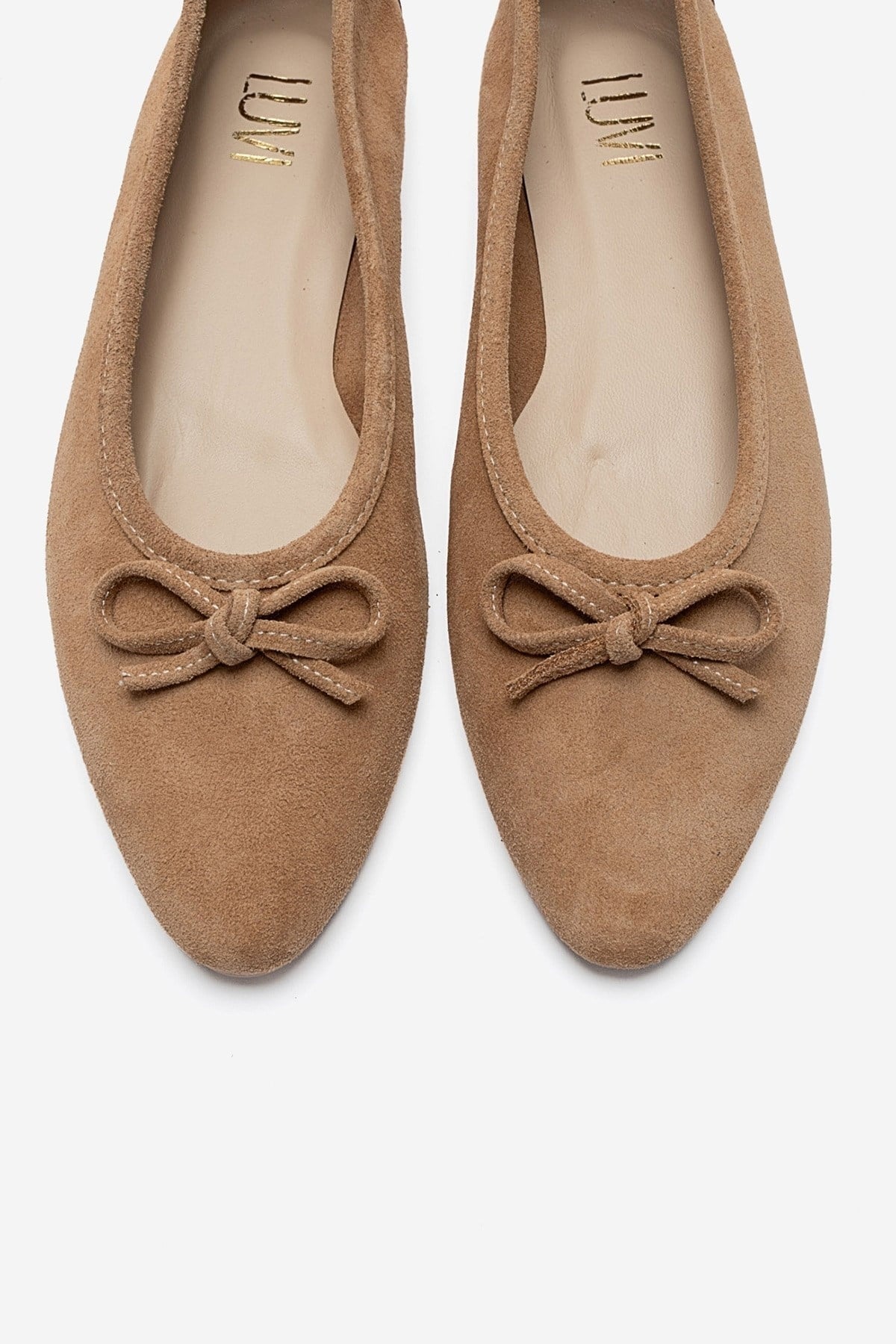 UMIEL - Taupe Genuine Leather Bow Ballet Flat (Women)