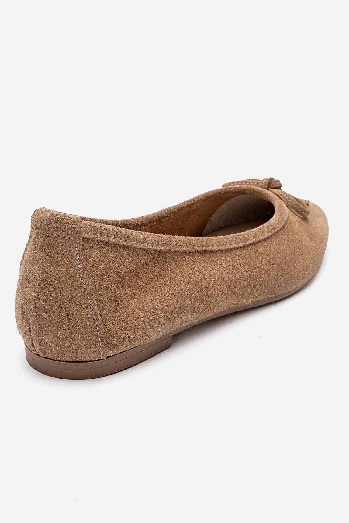 UMIEL - Taupe Genuine Leather Bow Ballet Flat (Women)