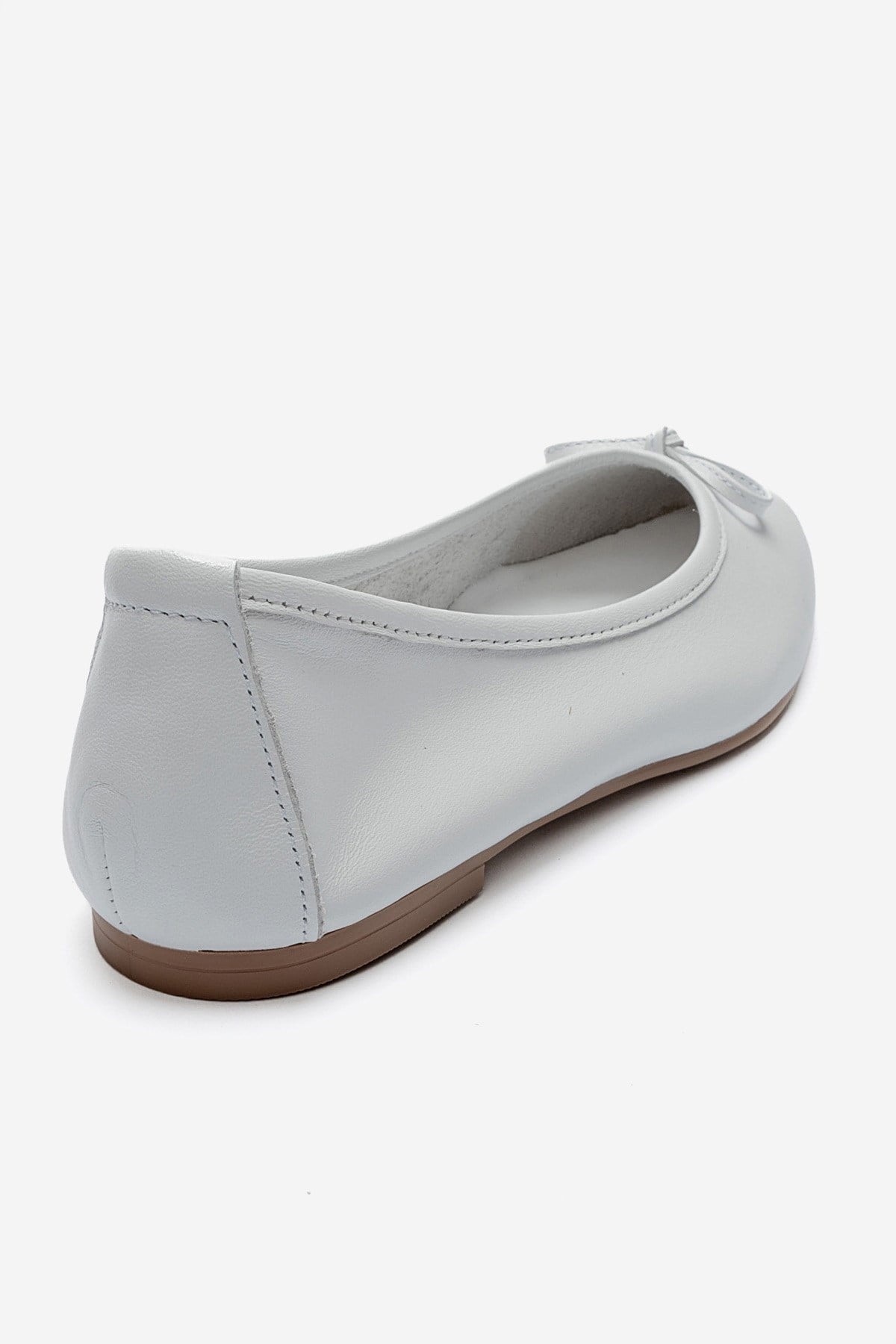 UMIEL - White Genuine Leather Bow Ballet Flat (Women)