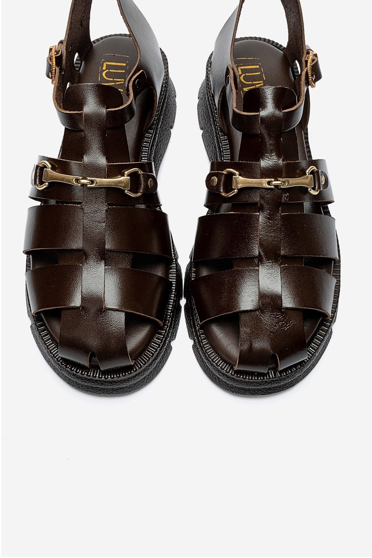 RIELA - Brown Genuine Leather Buckled Sandal (Women)