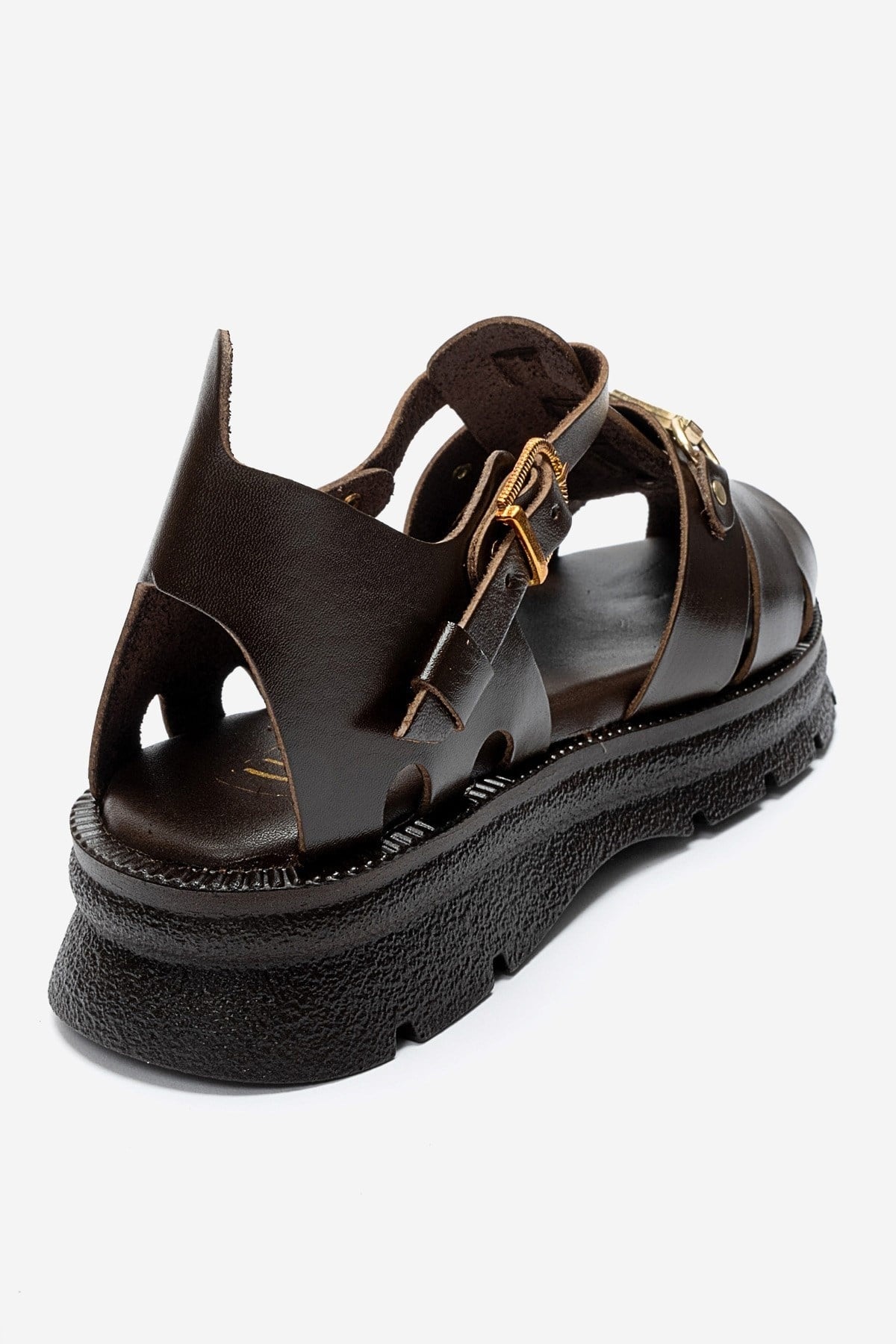 RIELA - Brown Genuine Leather Buckled Sandal (Women)