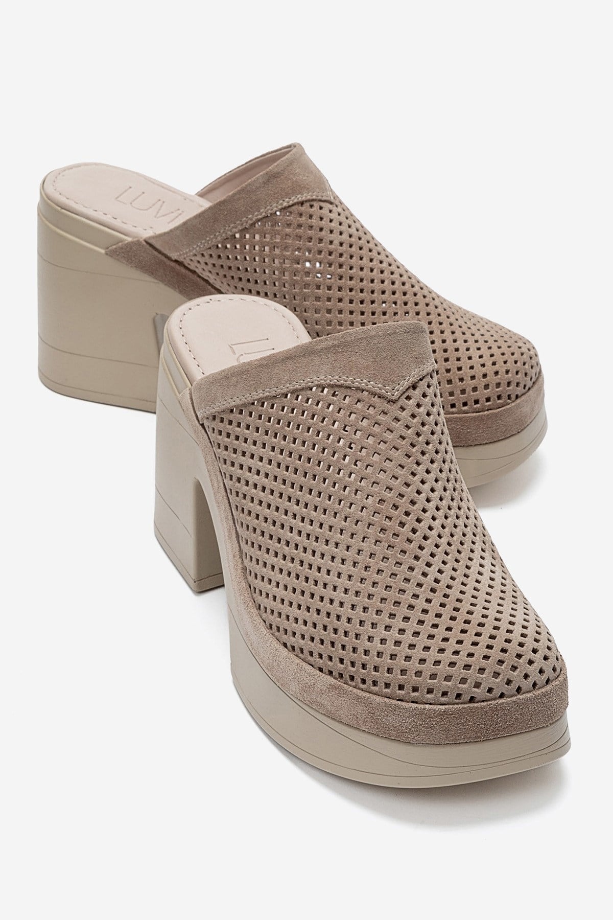 DEJAS - Stone Genuine Suede Leather Block Heel Slide (Women)