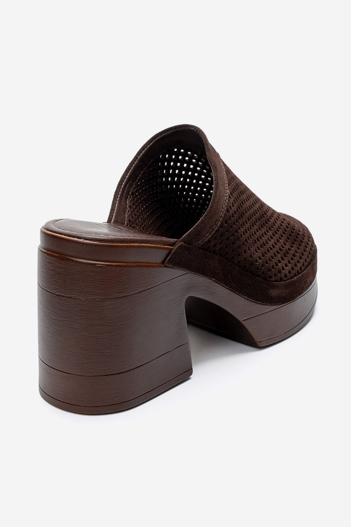 DEJAS - Brown Genuine Suede Leather Block Heel Slide (Women)