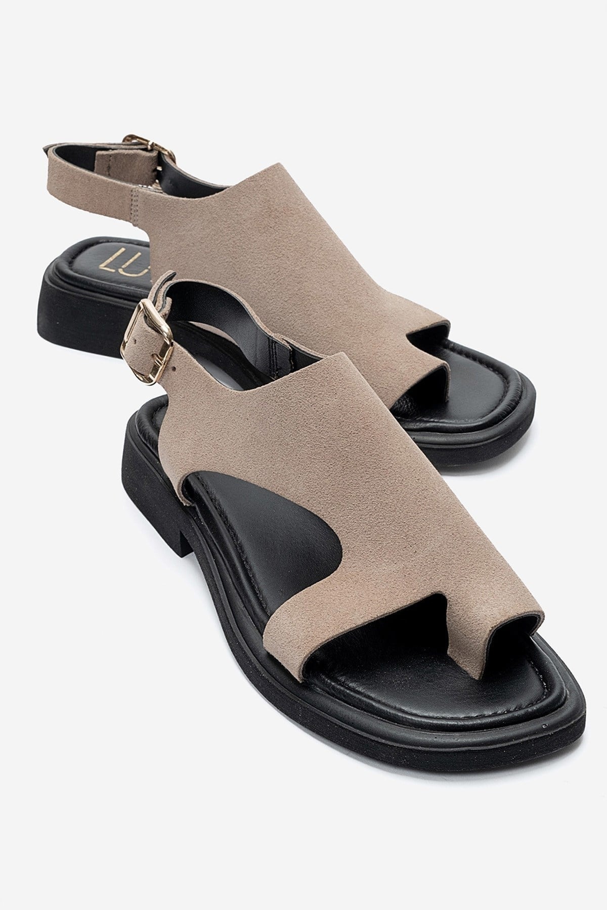BURLEY - Taupe Genuine Leather Toe-Post Sandal (Women)