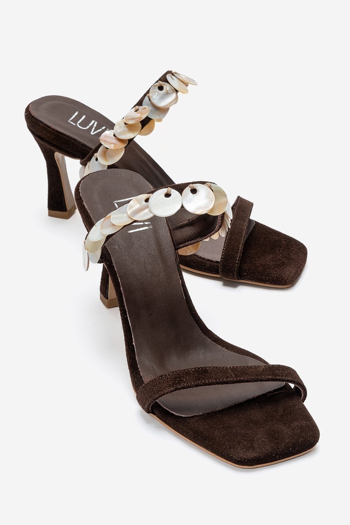 ARUND - Brown Genuine Leather Stiletto Heel Slide (Women)