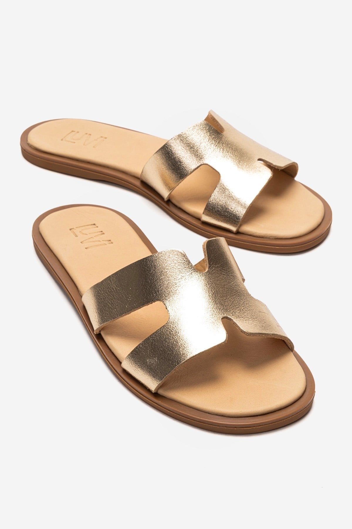 BIORA - Gold Genuine Leather Slide (Women)