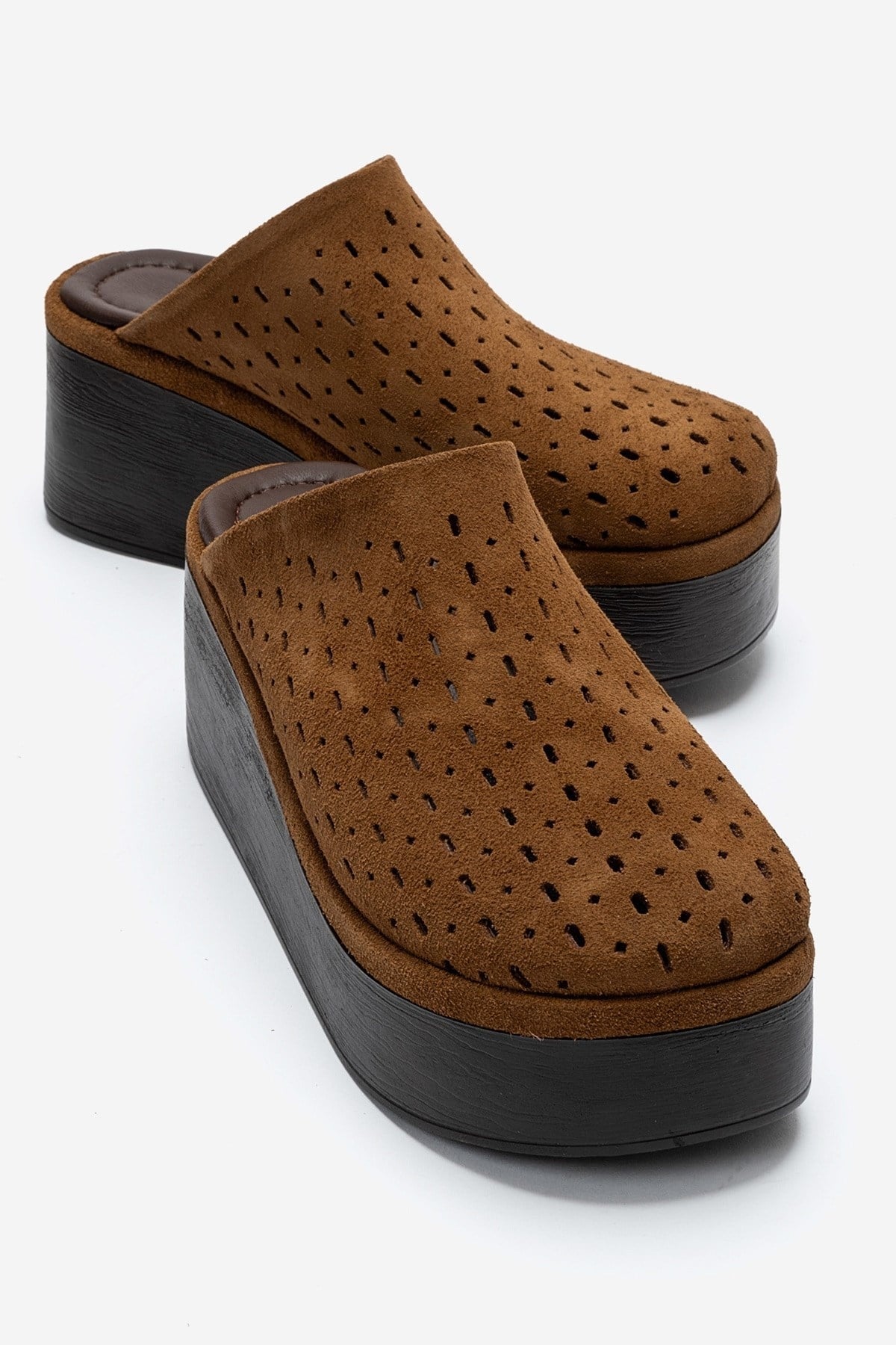 Lune - Taupe Genuine Leather Platform Mule (Women)