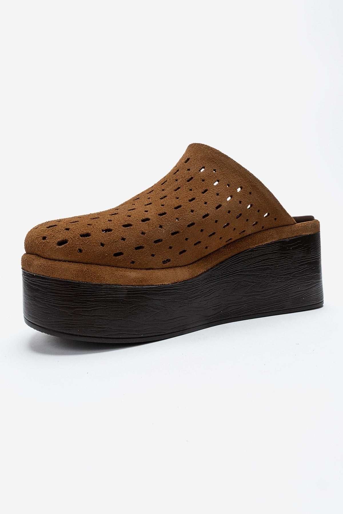 Lune - Taupe Genuine Leather Platform Mule (Women)